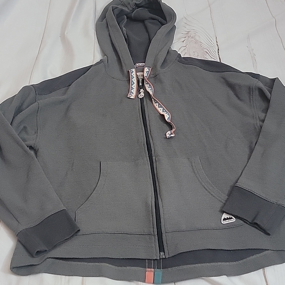 Burton Hoodie Zip Front Sweatshirt Gray Womens Size Medium